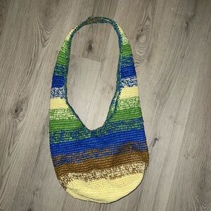 Mango Multicolor Woven Raffia Tote Bag – Large Ombre Straw Shoulder Bag